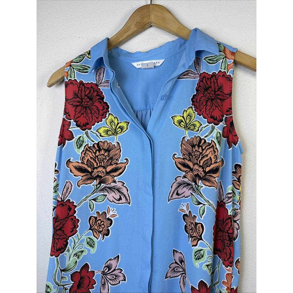 Peter Nygard Long 8 Blue Floral Sleeveless victorian resort vacation Dress vest - Picture 6 of 12